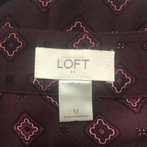 LOFT 3/4 Sleeve Diamond Pattern Tunic in Wine Color - Size Medium - Picture 4 of 4